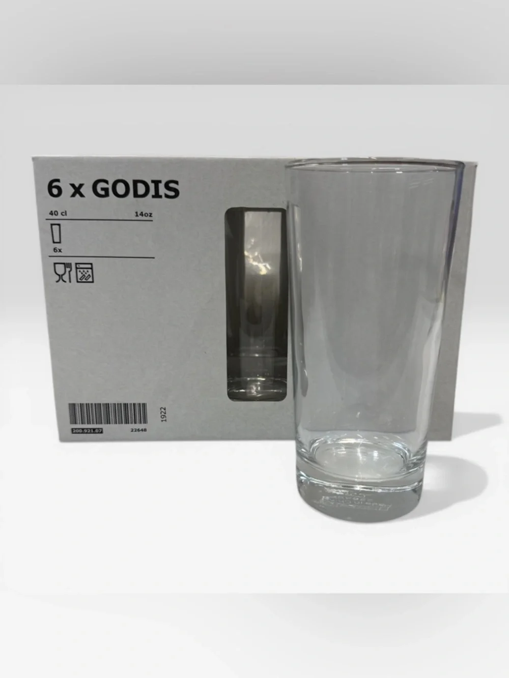 IKEA Godis Clear Stackable Drinking Glasses Tumblers 14 oz. New in Box Set Of 6